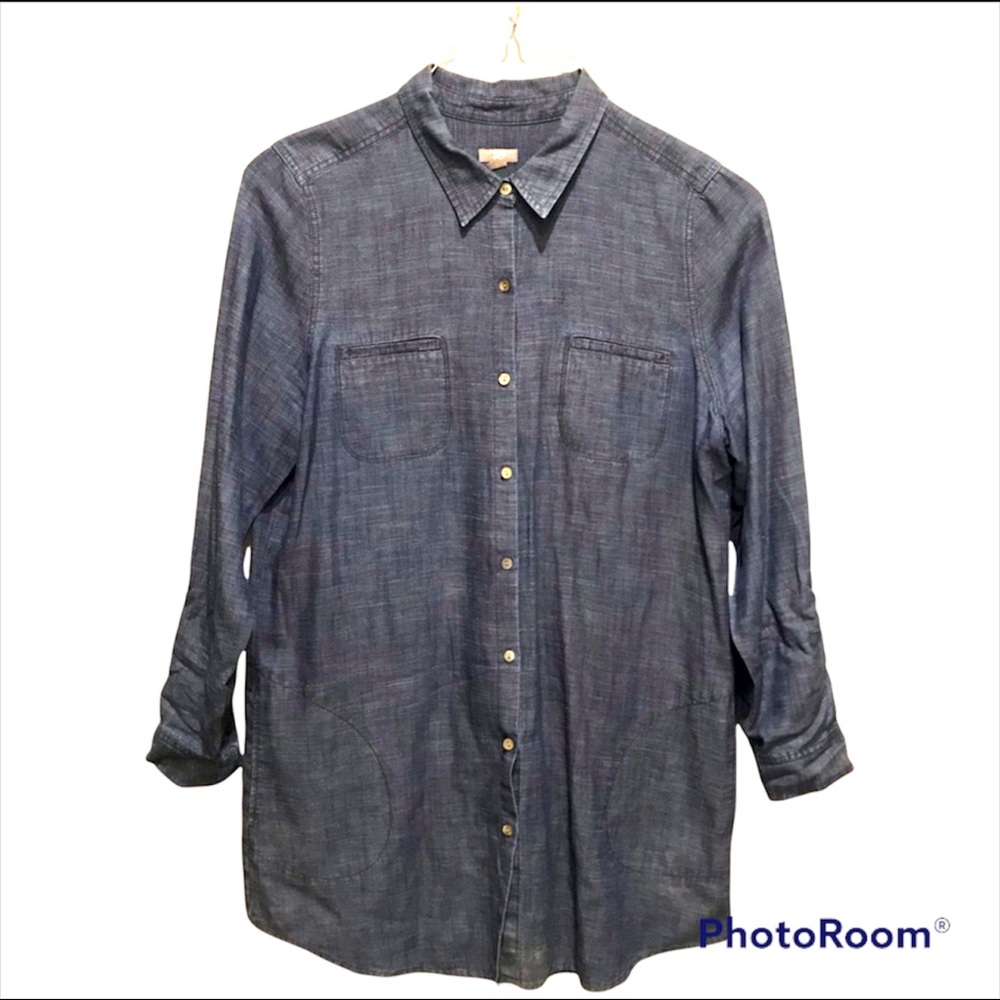 J Jill Chambray/Linen Tunic Lagenlook Large